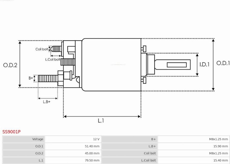 AS-PL SS9001P - Тяговое реле, соленоид, стартер autospares.lv