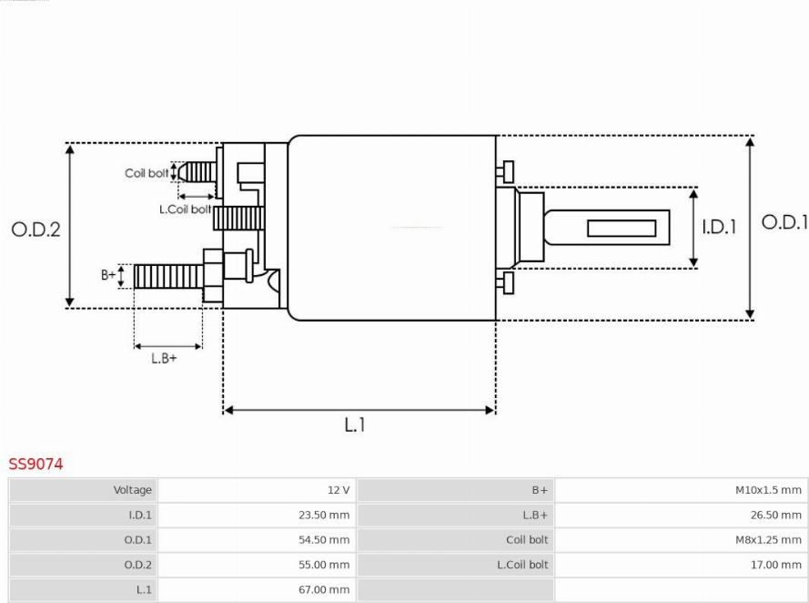 AS-PL SS9074 - Тяговое реле, соленоид, стартер autospares.lv