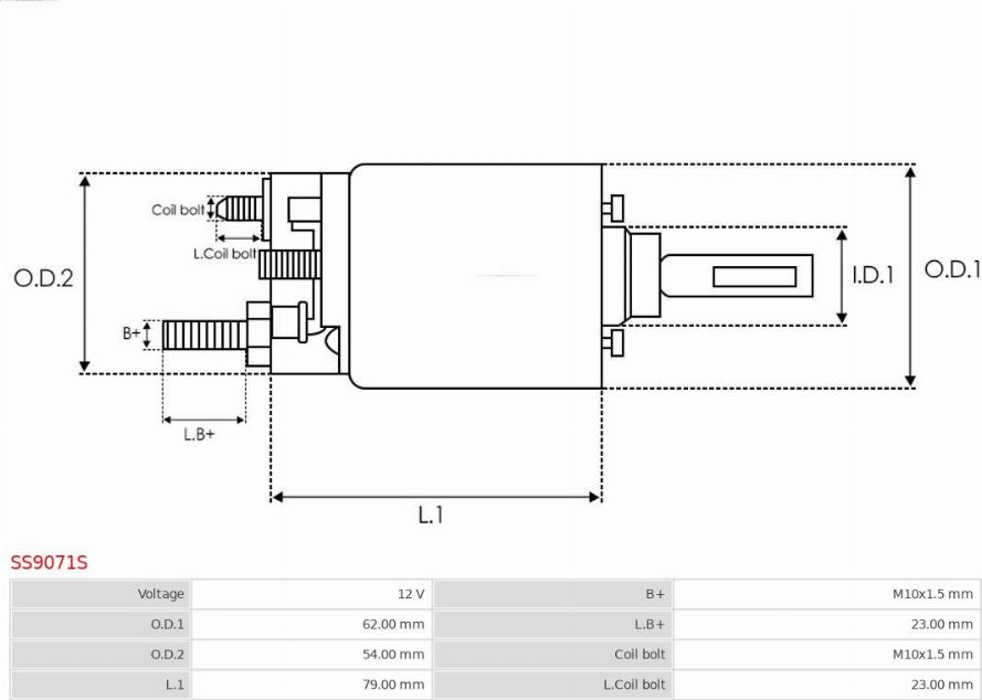 AS-PL SS9071S - Тяговое реле, соленоид, стартер autospares.lv