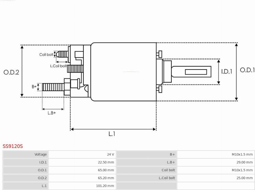 AS-PL SS9120S - Тяговое реле, соленоид, стартер autospares.lv