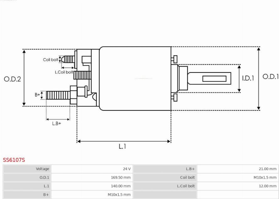 AS-PL SS6107S - Тяговое реле, соленоид, стартер autospares.lv