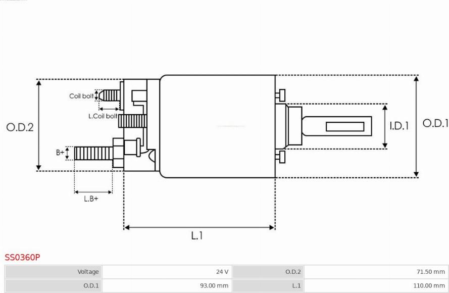 AS-PL SS0360P - Тяговое реле, соленоид, стартер autospares.lv