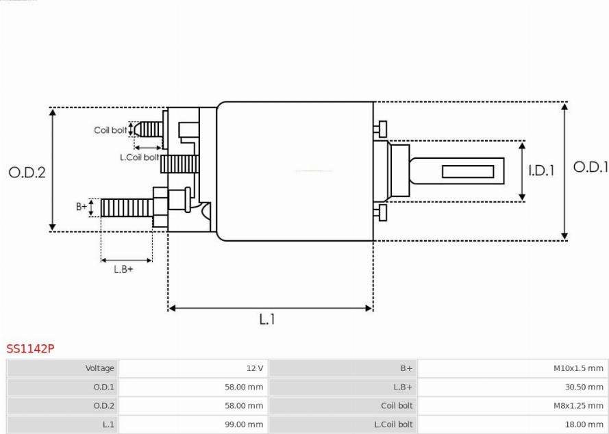 AS-PL SS1142P - Тяговое реле, соленоид, стартер autospares.lv