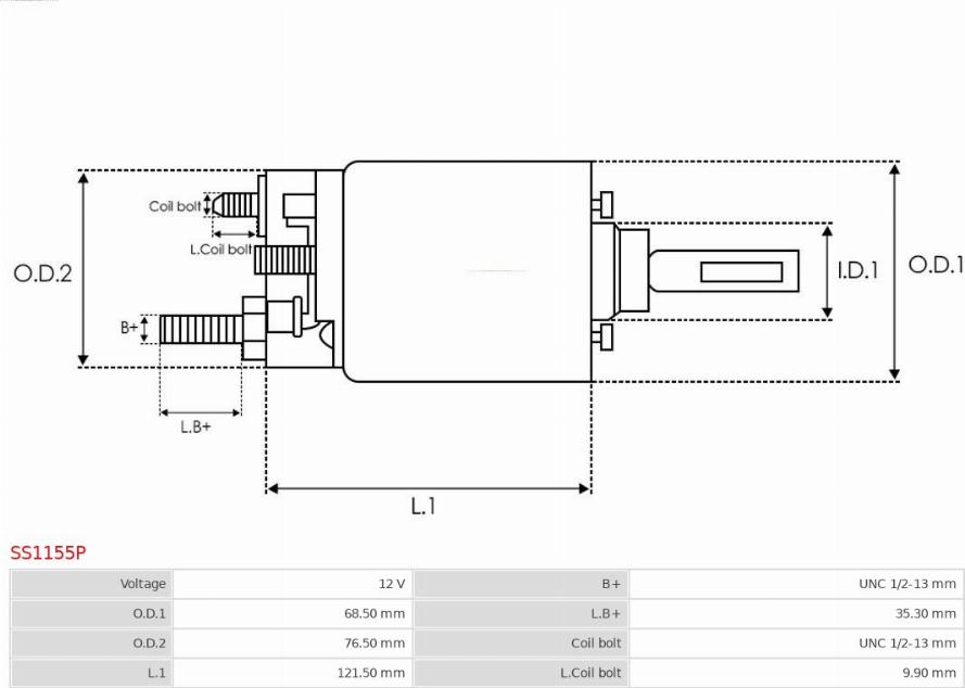 AS-PL SS1155P - Тяговое реле, соленоид, стартер autospares.lv