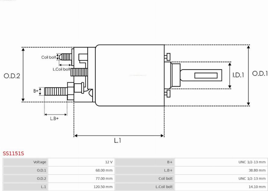 AS-PL SS1151S - Тяговое реле, соленоид, стартер autospares.lv