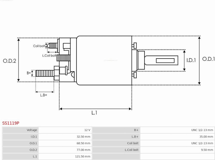 AS-PL SS1119P - Тяговое реле, соленоид, стартер autospares.lv