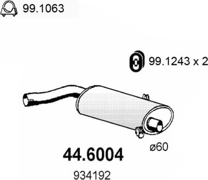 ASSO 44.6004 - Средний глушитель выхлопных газов autospares.lv