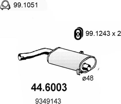 ASSO 44.6003 - Средний глушитель выхлопных газов autospares.lv