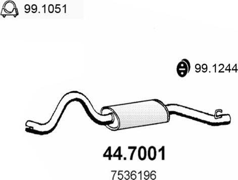 ASSO 44.7001 - Глушитель выхлопных газов, конечный autospares.lv