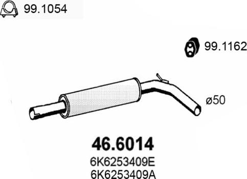 ASSO 46.6014 - Средний глушитель выхлопных газов autospares.lv