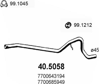 ASSO 40.5058 - Труба выхлопного газа autospares.lv