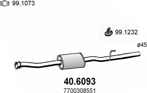 ASSO 40.6093 - Средний глушитель выхлопных газов autospares.lv