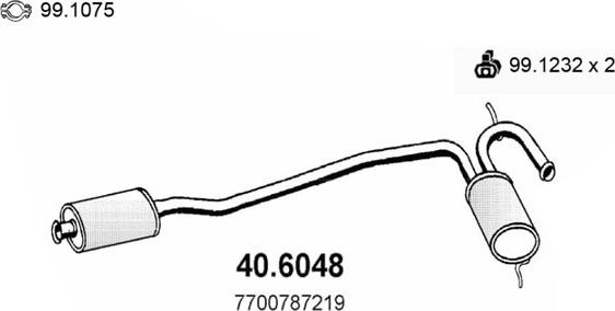 ASSO 40.6048 - Средний глушитель выхлопных газов autospares.lv