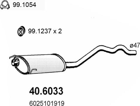 ASSO 40.6033 - Средний глушитель выхлопных газов autospares.lv