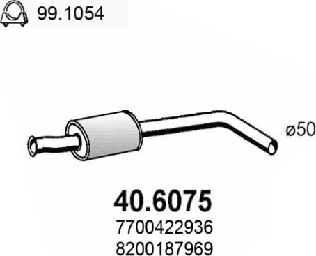 ASSO 40.6075 - Средний глушитель выхлопных газов autospares.lv