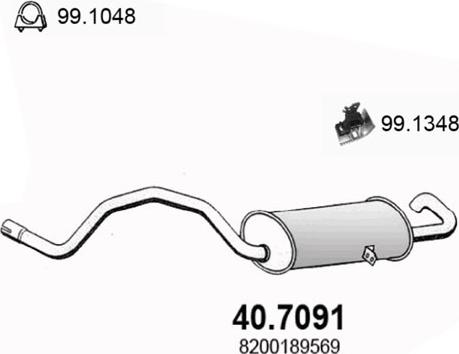 ASSO 40.7091 - Глушитель выхлопных газов, конечный autospares.lv
