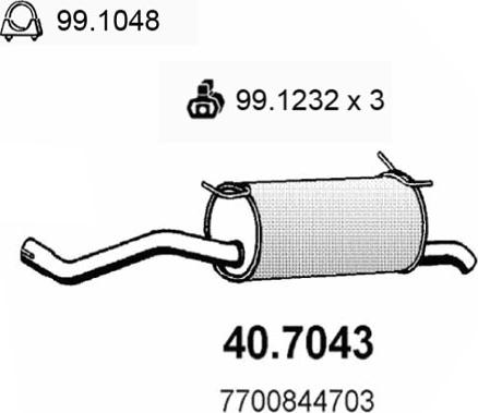 ASSO 40.7043 - Глушитель выхлопных газов, конечный autospares.lv