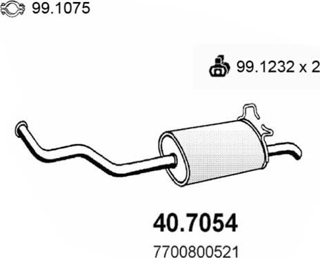 ASSO 40.7054 - Глушитель выхлопных газов, конечный autospares.lv