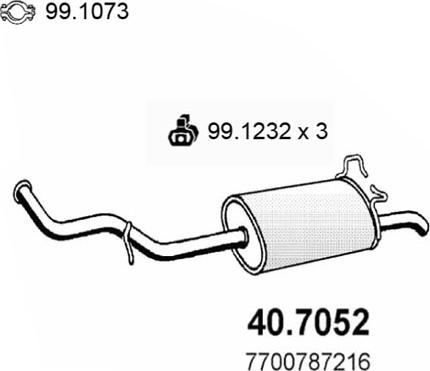 ASSO 40.7052 - Глушитель выхлопных газов, конечный autospares.lv