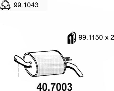 ASSO 40.7003 - Глушитель выхлопных газов, конечный autospares.lv