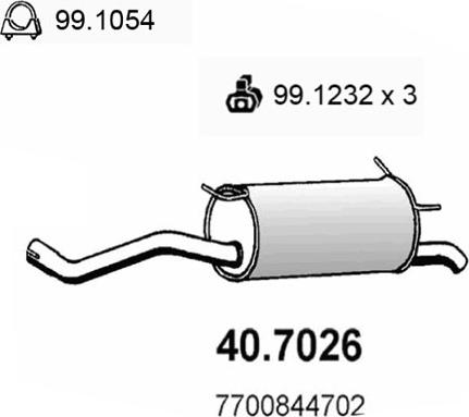 ASSO 40.7026 - Глушитель выхлопных газов, конечный autospares.lv