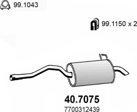 ASSO 40.7075 - Глушитель выхлопных газов, конечный autospares.lv