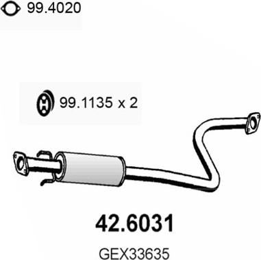 ASSO 42.6031 - Средний глушитель выхлопных газов autospares.lv