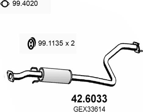 ASSO 42.6033 - Средний глушитель выхлопных газов autospares.lv