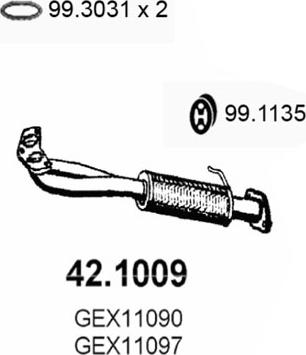 ASSO 42.1009 - Труба выхлопного газа autospares.lv