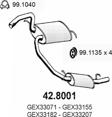 ASSO 42.8001 - Средний / конечный глушитель ОГ autospares.lv