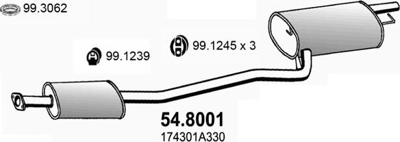 ASSO 54.8001 - Средний / конечный глушитель ОГ autospares.lv