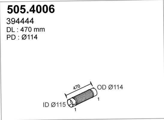 ASSO 505.4006 - Гофрированная труба, выхлопная система autospares.lv