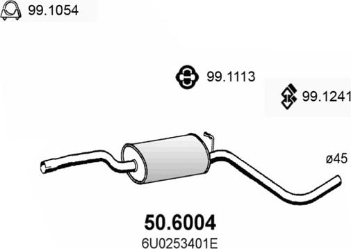 ASSO 50.6004 - Средний глушитель выхлопных газов autospares.lv