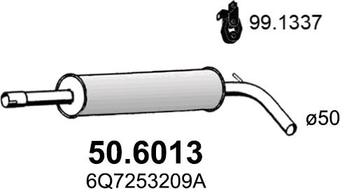 ASSO 50.6013 - Средний глушитель выхлопных газов autospares.lv
