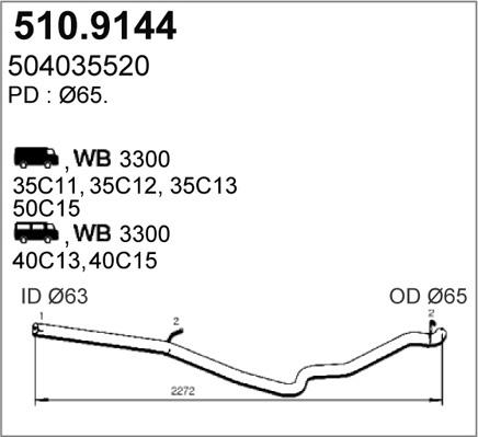 ASSO 510.9144 - Труба выхлопного газа autospares.lv