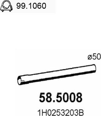 ASSO 58.5008 - Труба выхлопного газа autospares.lv