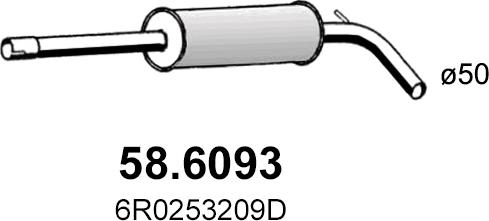 ASSO 58.6093 - Средний глушитель выхлопных газов autospares.lv