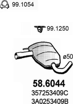 ASSO 58.6044 - Средний глушитель выхлопных газов autospares.lv