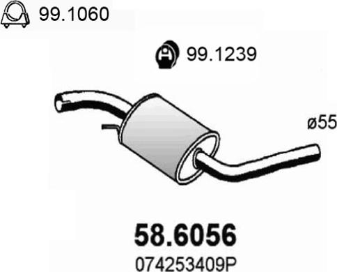 ASSO 58.6056 - Средний глушитель выхлопных газов autospares.lv