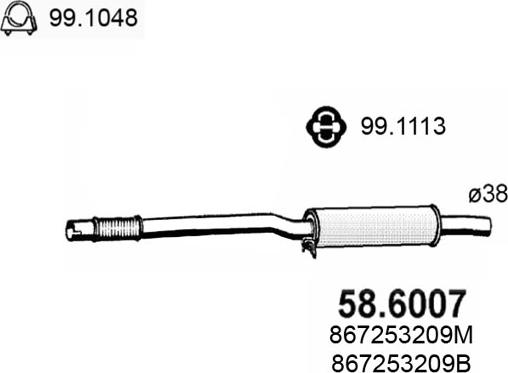 ASSO 58.6007 - Средний глушитель выхлопных газов autospares.lv