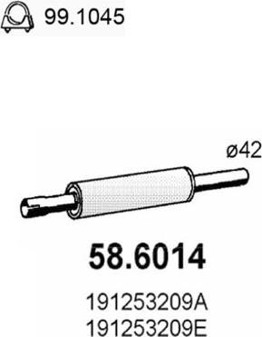 ASSO 58.6014 - Средний глушитель выхлопных газов autospares.lv