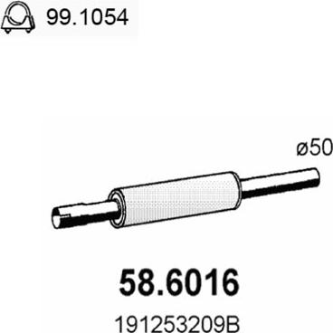 ASSO 58.6016 - Средний глушитель выхлопных газов autospares.lv