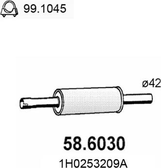 ASSO 58.6030 - Средний глушитель выхлопных газов autospares.lv