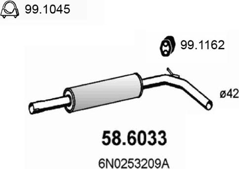ASSO 58.6033 - Средний глушитель выхлопных газов autospares.lv