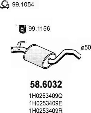 ASSO 58.6032 - Средний глушитель выхлопных газов autospares.lv