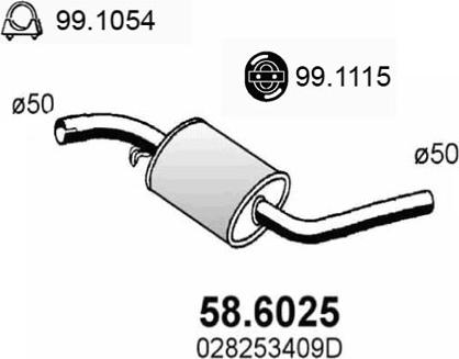 ASSO 58.6025 - Средний глушитель выхлопных газов autospares.lv