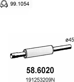 ASSO 58.6020 - Средний глушитель выхлопных газов autospares.lv