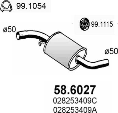 ASSO 58.6027 - Средний глушитель выхлопных газов autospares.lv