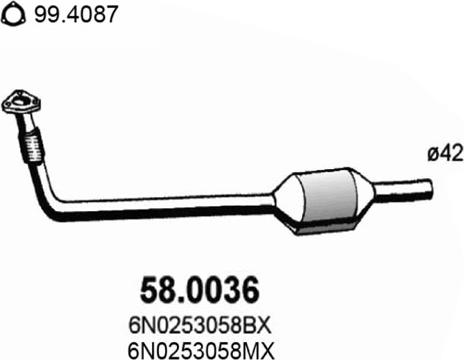 ASSO 58.0036 - Катализатор autospares.lv