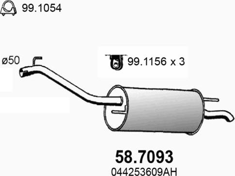 ASSO 58.7093 - Глушитель выхлопных газов, конечный autospares.lv
